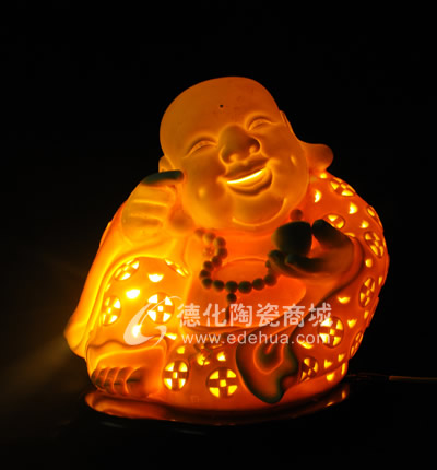 彌勒燈/德化陶瓷/宗教禮品/陶瓷彌勒