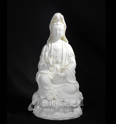 坐古蓮觀音/德化陶瓷/陶瓷觀音/宗教禮品