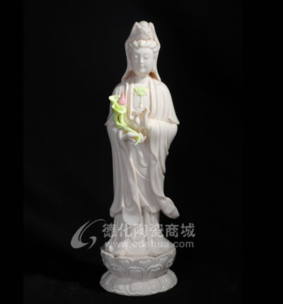 立提蓮觀音/德化陶瓷/陶瓷觀音/宗教禮品