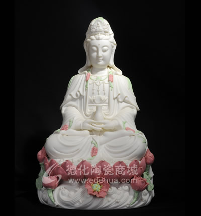 花雕邊觀音/德化陶瓷/陶瓷觀音/宗教禮品