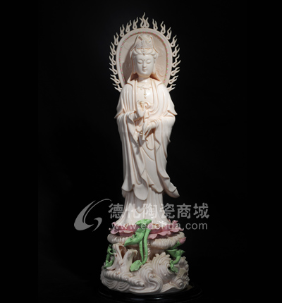 滴水扶瓶觀音/德化陶瓷/陶瓷觀音/宗教禮品/居家擺件
