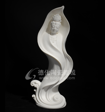 荷葉觀音/德化陶瓷/陶瓷觀音/宗教禮品/居家擺件