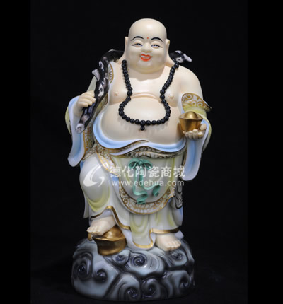 11寸立云送寶彌勒佛/德化陶瓷/陶瓷工藝品/宗教禮品
