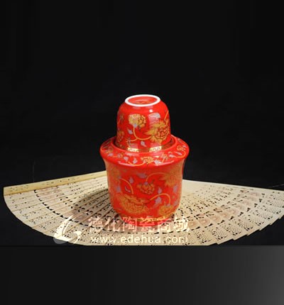 紅金牡丹溫酒壺