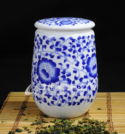 青花1#茶葉罐/德化陶瓷/茶葉罐/茶具