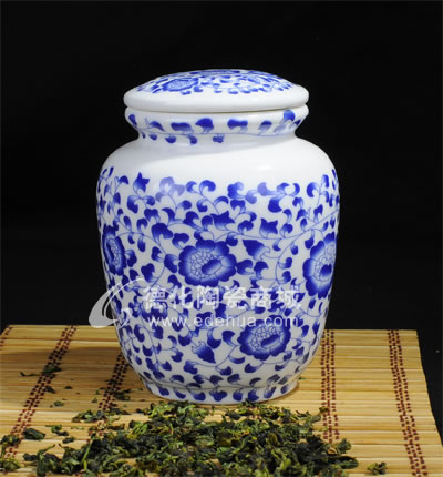 青花純真茶葉罐/德化陶瓷/茶葉罐/茶具