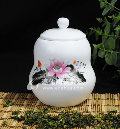 荷花葫蘆茶葉罐/德化陶瓷/茶葉罐/茶具