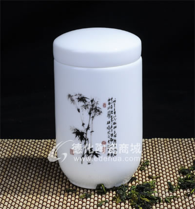 黑竹圓帽茶葉罐/德化陶瓷/茶葉罐/茶具