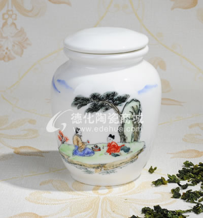 茶趣頂帽茶葉罐/德化陶瓷/茶葉罐/茶具