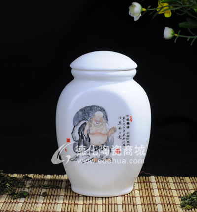 羅漢橢圓純真茶葉罐/德化陶瓷/茶葉罐/茶具