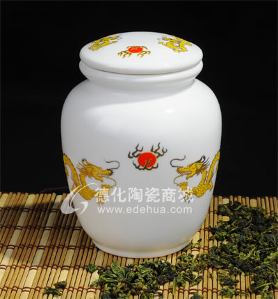 黃金龍純真茶葉罐/德化陶瓷/茶葉罐/茶具