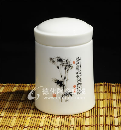 黑竹天柱茶葉罐/德化陶瓷/茶葉罐/茶具