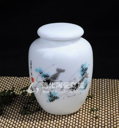 對蝦2#茶葉罐/德化陶瓷/茶葉罐/茶具