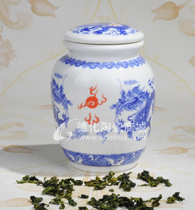 青龍純真茶葉罐/德化陶瓷/茶葉罐/茶具