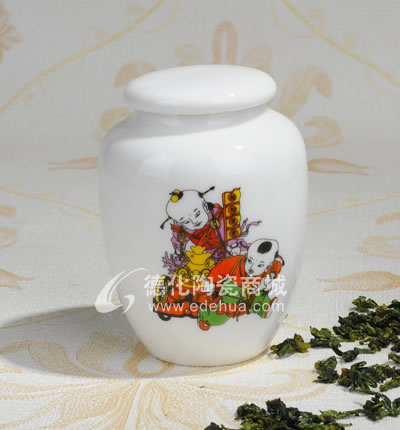 招財(cái)進(jìn)寶2#茶葉罐/德化陶瓷/茶葉罐/茶具