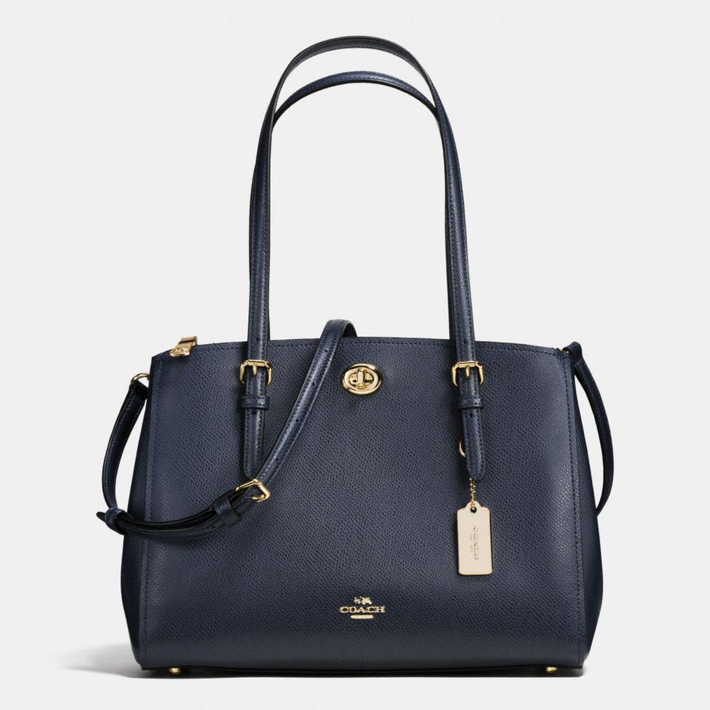 十字紋皮革旋鎖CARRYALL29手提包