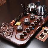 蓮花紫砂茶具套裝配彌勒佛科技木茶盤帶四合一快速爐