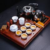 青花舍得陶瓷茶具套裝配花梨驛路梅花茶盤帶四合一快速電磁爐