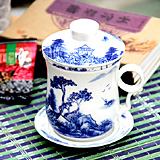 景德鎮青花瓷陶瓷辦公杯山水個人杯過濾網茶杯老板杯