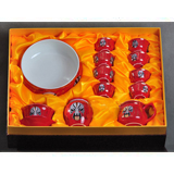 12頭紅金臉譜反口高檔紅釉茶具