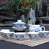 景德鎮(zhèn)青花瓷茶具釉中彩牡丹陶瓷茶具套裝玉瓷功夫茶具