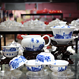 8头新品景德镇青花瓷茶具 月色清影釉中彩玉瓷茶具 精品品名杯茶具
