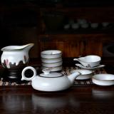 正品隨緣白色汝窯茶具套裝整套茶具陶瓷套裝功夫茶杯仿宋汝窯開片茶壺