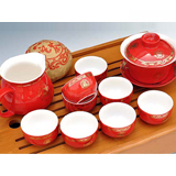 10頭紅金福高檔紅釉茶具