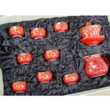 10頭紅金展花高檔紅釉茶具
