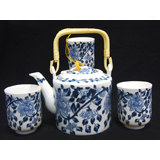 7頭青藤花橋壺茶具