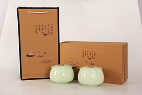 一杯茶雙瓷罐通用版禮盒(牛皮紙)