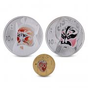 东方收藏中国京剧脸谱彩色第三组金银币纪念币1/4盎司金+1盎司银*2枚