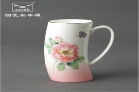 粉色渐变骨瓷马克杯陶瓷杯子个性牛奶杯咖啡杯