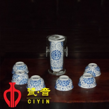 7頭青花太陽花茶具