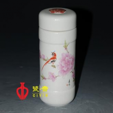 水點桃花磨砂陶瓷杯