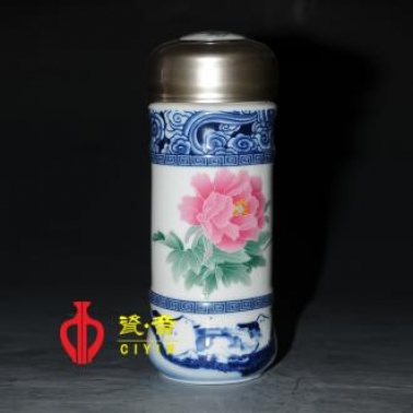 牡丹陶瓷杯
