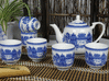 7頭釉中彩青花梧桐茶具