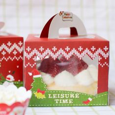 烘焙礼盒圣诞系列蛋糕盒西点盒蛋糕盒开窗带加厚白色内托