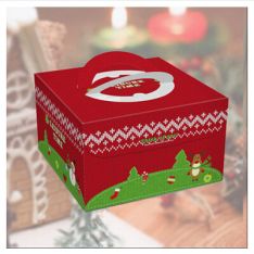 烘焙包装8寸红色圣诞生日蛋糕盒1个西点包装盒手提点心盒