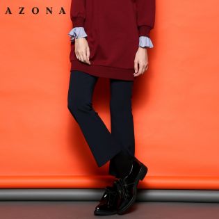 2016簡約凈色風喇叭修身款休閑褲女潮A1R5A0871PN