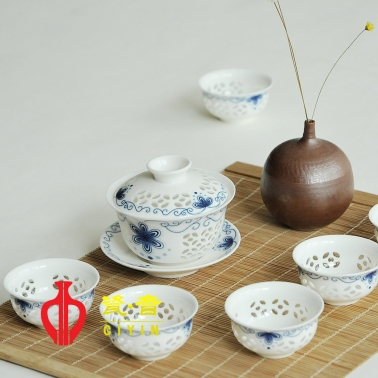 10頭青紋印花茶具
