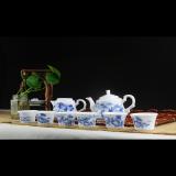 8頭茶具工筆青花山水