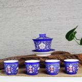 5頭扒花深蘭茶具