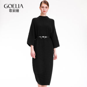 歌莉娅女装2016年秋季新品半高领连衣裙169J5K190