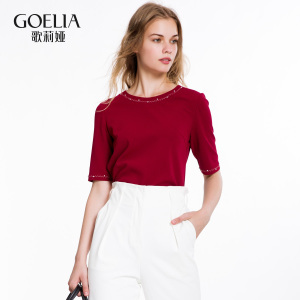 歌莉娅女装2016年秋季新品刺绣手工钉珠梭织衫168K3A100