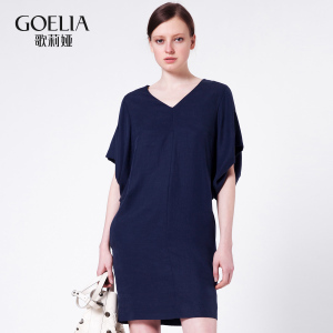 歌莉婭女裝2016年夏季新品和服袖式倒T型梭織連衣裙165K4B96A