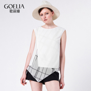 歌莉娅女装2016年夏季新品假两件印花梭织衫165K3B450