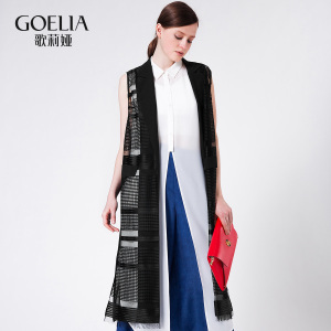 歌莉婭女裝2016年夏季新品透視蕾絲馬夾外套165J6A070