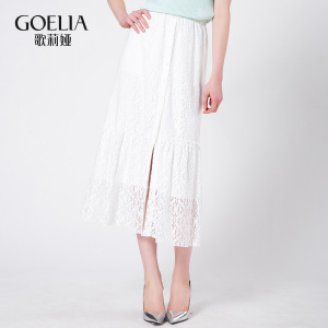 歌莉婭女裝2016年夏季新品蕾絲開叉長半裙164J2B130