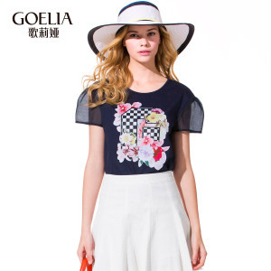 歌莉娅女装2015年夏季新品印花针织衫157C0B200